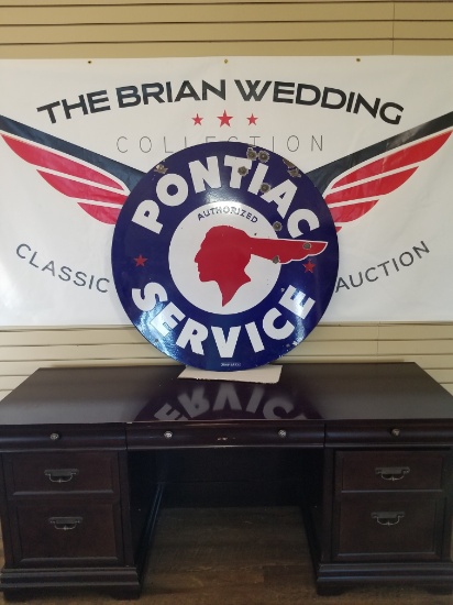 "PONTIAC SERVICE" Double sided 42" porcelin sign. Manufactured by Walker and company in Detroit, Mic