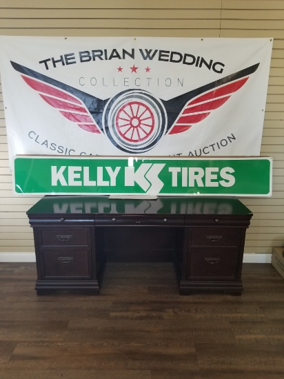 "KELLY TIRES" single sided tin sign. 96"x14.5"