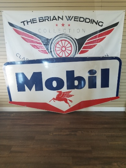 "MOBIL" Double sided porcelain sign. 101.5"x51.25"