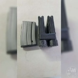 2 PLASTIC 20 ROUND AR MAGS WITH AMMO, 1 METAL