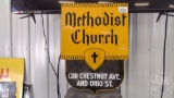 METHODIST CHURCH PORCLAIN METAL SIGN, 30