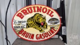 BRUINOIL BRUIN GASOLINE PORCLAIN SIGN, SIDE MOUNT, DOUBLE SIDED, 19