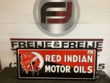 RED INDIAN MOTOR OILS SINGLE SIDED PORCELAIN SIGN, 48