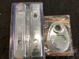 CHROME SBC VALVE COVERS, TIMING CHAIN COVER, TH400 TRANS PAN,