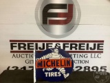 MICHELIN TIRES DOUBLE SIDED PORCELAIN SIDE MOUNT SIGN, 22