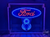 FORD V8 NEON, APPROXIMATELY 56”...... ACROSS AND 48”...... TALL, ALL