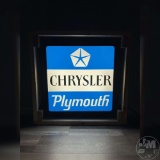 CHRYSLER PLYMOUTH SINGLE SIDED LIGHT-UP SIGN, APPROXIMATELY 24”...... ACROSS BY