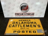OKLAHOMA CATTLEMENS SIGN, ONE SIDED 18 X 10