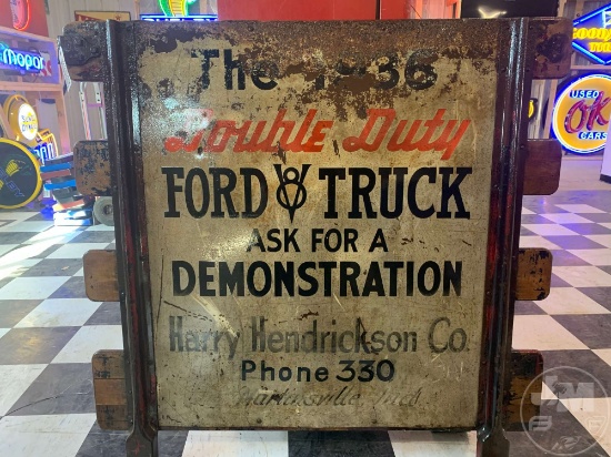 1936 DOUBLE DUTY FORD V8 TRUCK SIGN ON A TAILGATE MARTINSVILLE IND