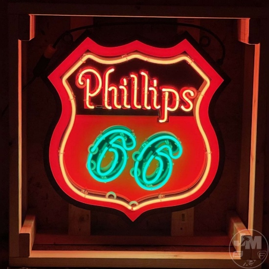 PHILLIPS 66 NEON LIGHT UP, 30"X30", THE "66" IS ON