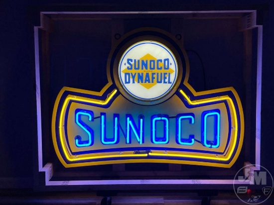 SUNOCO DYNAFUEL NEON CANOPY SIGN, APPROX. 50" ACROSS, IT FEATURES
