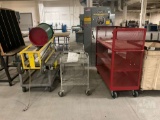 LOT OF 2 CARTS AND MOVABLE LIGHT TOWER STEEL TABLE