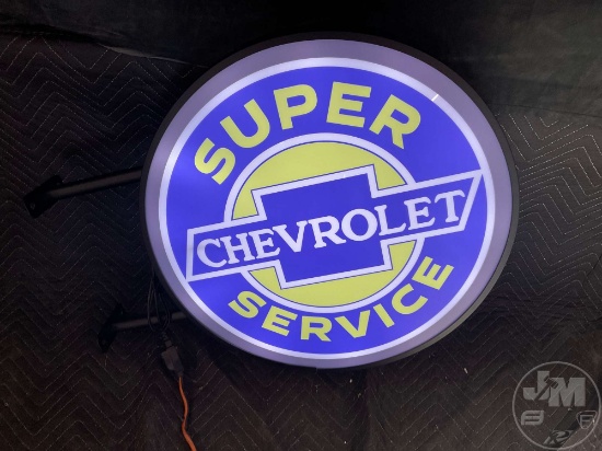 SUPER CHEVY DOUBLE SIDED LED LIGHT UP FLANGE SIGN, 24"
