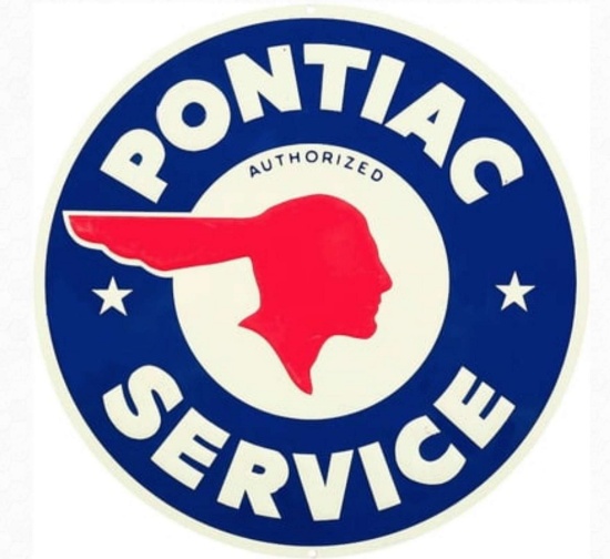 PONTIAC SERVICE EMBOSSED METAL SIGN 24"