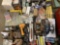 A PALLET OF BRAID NAILER, CONCRETE FLOAT, EAR PLUGS, CAULK