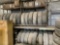 TIRE RACK, 24 TRUCK 11R22.5, 275/80R22.5 TIRES, SOME ON RIMS,