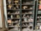 2 SHELFS AND CONTENTS , TONKA TRUCKS, TONKA WHEEL LOADERS,