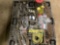 A PALLET OF, LOG CHAINS, BINDERS, STRAPS, WRENCHES, LIGHTS