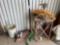 HYDRAULIC JACK, METAL STAND, TRACTOR CLUTCH PEDAL, EXTENSION CORD ,OLD