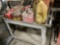 PLASTIC CART ON WHEELS WITH FUEL CANS