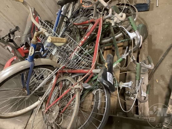 A PALLET OF ANTIQUE BICYCLES, DIRT BIKE BICYCLE