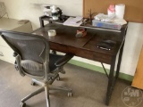 DESK CHAIR, FILE CABINET, PEG BOARDS