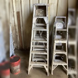 5 STEP LADDERS, 4 ALUMINUM,1 FIBERGLASS 6 FT