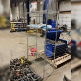 5 SHELF METAL RACK, WITH CONTENTS