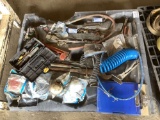 PALLET OF, HAND TOOLS, AIR GUAGES, AIR HOSE, LIGHTS