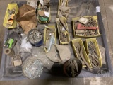 A PALLET OF, NUTS BOLTS, CABLE TIES, MISC SHOP ITEMS