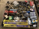 A PALLET OF, TIRE PATCHES, WIPER BLADES, ALTERNATOR, DEICER, STARTING