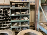 WOOD PARTS BIN WITH CONTENTS