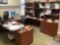 WRAP AROUND OFFICE DESK, DESK CHAIR AND CHAIR MAT, 2