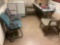 4 CUSHIONED CHAIRS, TABLE, TIME CARD CLOCK WITH TIME CARD