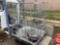 METAL PALLET WITH CAGE, PLASTIC CART ON WHEELS NO HANDLES