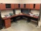 CORNER OFFICE DESK WITH 3 CHAIR MATS, 4 METAL FILE