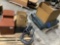 TWO PALLETS, SMALL DESK, SMALL DESK TOP, GLOBE, 2 TARPS