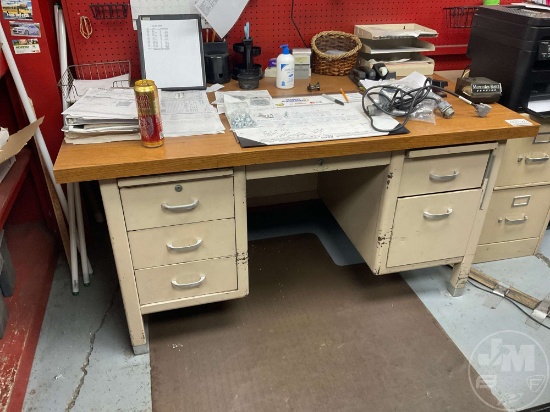 METAL DESK, COMPUTER DESK, 2 DRAWER FILE CABINET QTY OF