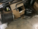 SHELF WITH, U BOLTS, HOSES, AIR BAGS, FLYWHEEL, HYDRAULIC TANK