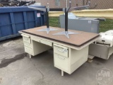 METAL DESK WITH FORMICA WOODEN TOP, FORMICA TOP OFFICE TABLE