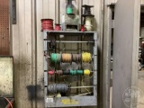 WIRE RACK WITH ROLLS OF WIRE