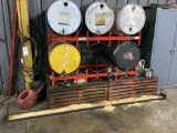 2 OIL BARREL RACKS WITH RISER AND SPILL TRAY