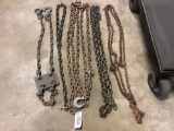 5 LOG CHAINS, ONE AS A CHOKER, 1 HAS A