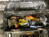 STANLEY TOOL BOX WITH CHALK, PENCILS, STRAIGHT LINE LASER LEVEL