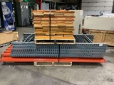 4 SECTIONS OF PALLET RACKING WITH WOOD SHELFS