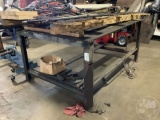 STEEL TABLE WITH CONTENTS OF VARIOUS METALS