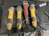 3 DEWALT GRINDERS, 1 BLACK&DECKER GRINDER