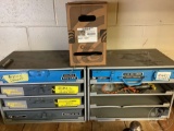 BOLT BINS WITH CONTENTS, SMALL ROLL OF WIRE