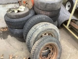 VARIOUS SIZES OF TIRES AND WHEELS, 13 TOTAL, ROLL OF