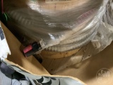 PARTIAL SPOOL OF ELECTRICAL WIRE, CHAIR ON WHEELS, E TRACK